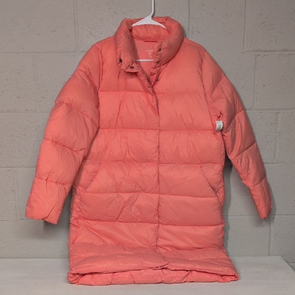 Amazon Essentials Lightweight Peach Long Puffer Coat Size Large NWT - Picture 2 of 7